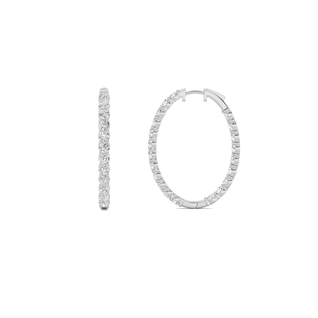 7Cttw Round Shaped Lab Grown Diamond (F/VS) Inside Out Hoop Earrings in 14K Gold