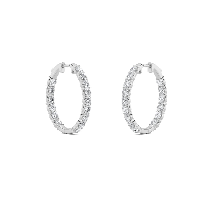 7Cttw Round Shaped Lab Grown Diamond (F/VS) Inside Out Hoop Earrings in 14K Gold