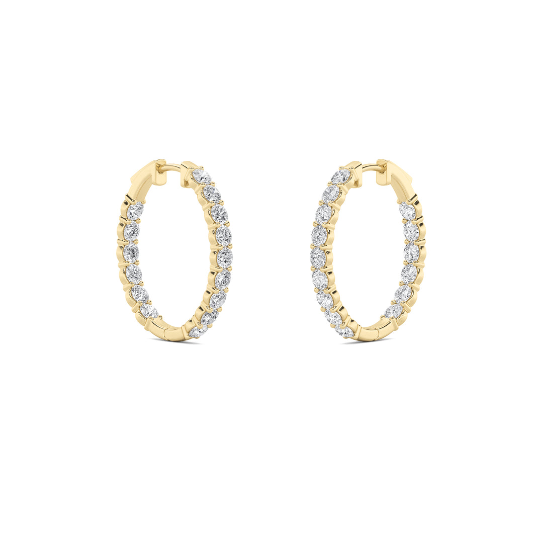 7Cttw Round Shaped Lab Grown Diamond (F/VS) Inside Out Hoop Earrings in 14K Gold