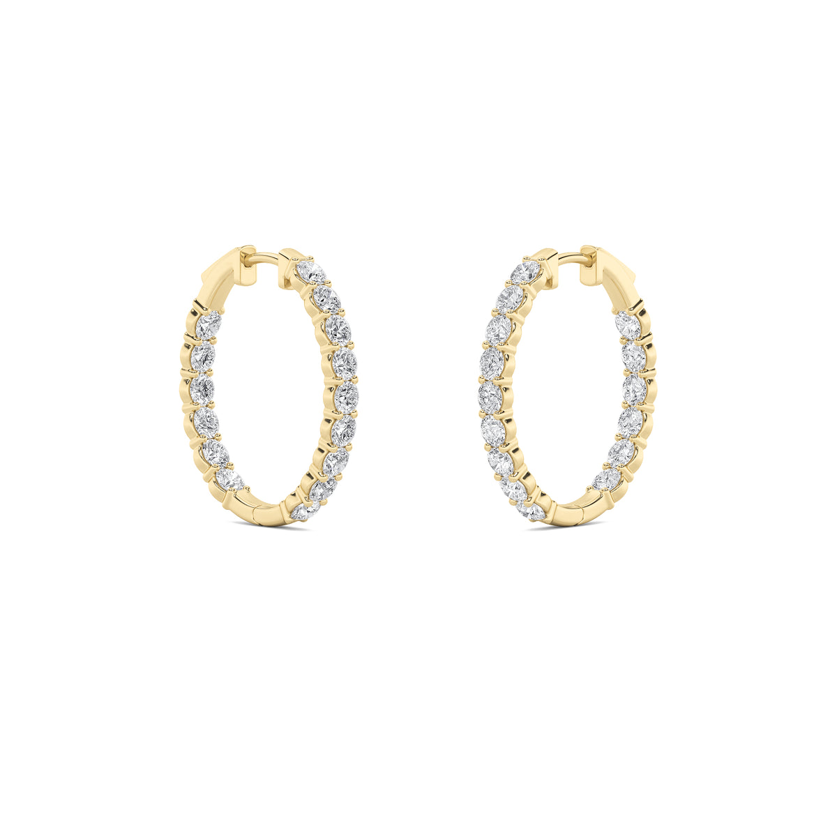 7Cttw Round Shaped Lab Grown Diamond (F/VS) Inside Out Hoop Earrings in 14K Gold