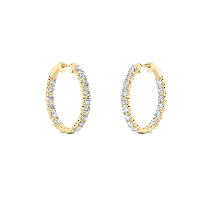 7Cttw Round Shaped Lab Grown Diamond (F/VS) Inside Out Hoop Earrings in 14K Gold