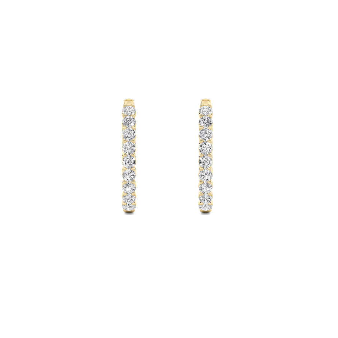 7Cttw Round Shaped Lab Grown Diamond (F/VS) Inside Out Hoop Earrings in 14K Gold