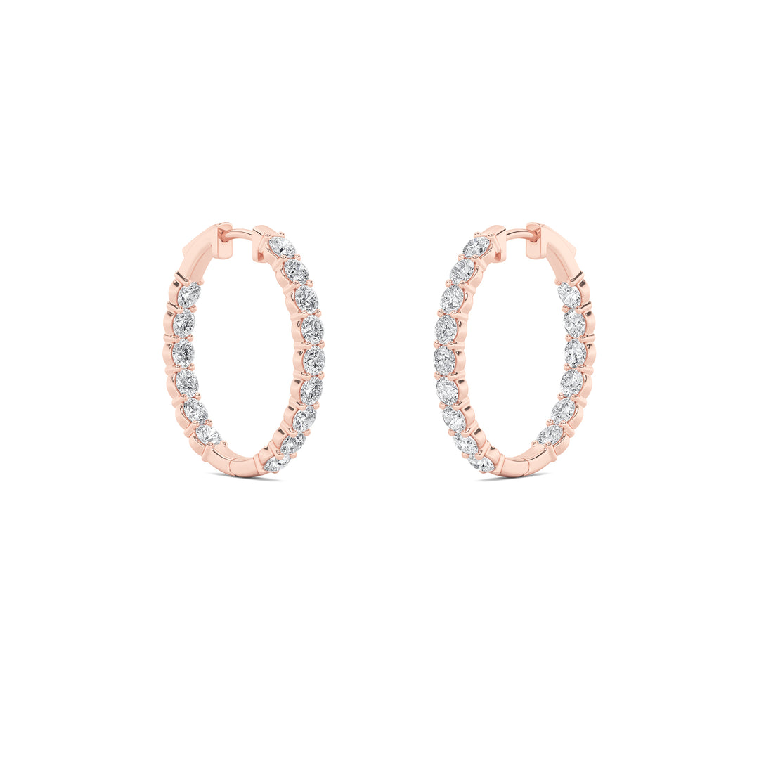 7Cttw Round Shaped Lab Grown Diamond (F/VS) Inside Out Hoop Earrings in 14K Gold