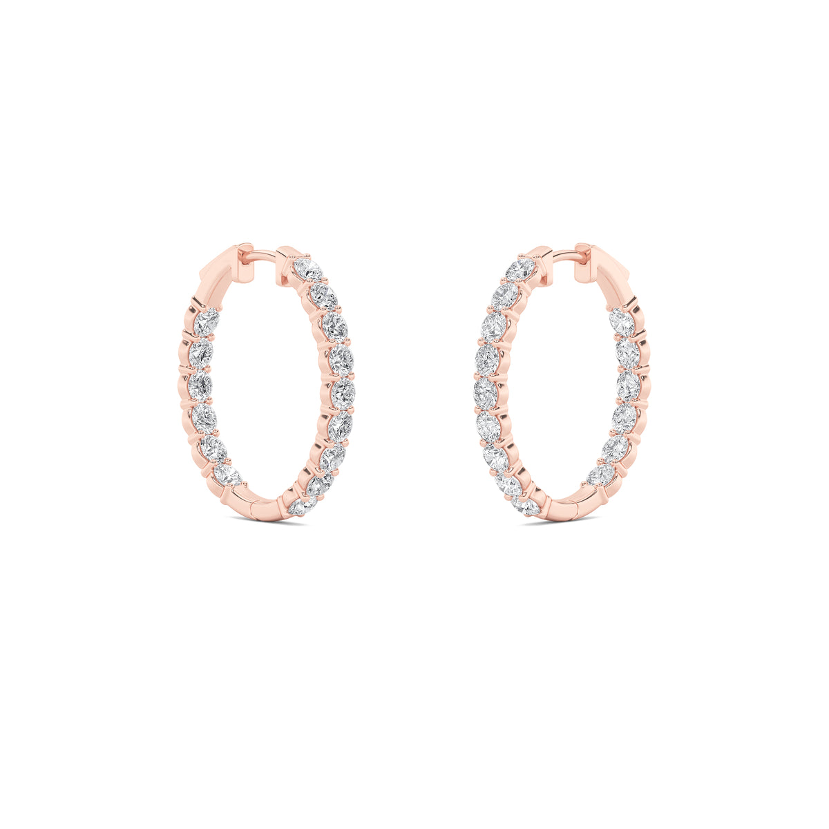7Cttw Round Shaped Lab Grown Diamond (F/VS) Inside Out Hoop Earrings in 14K Gold