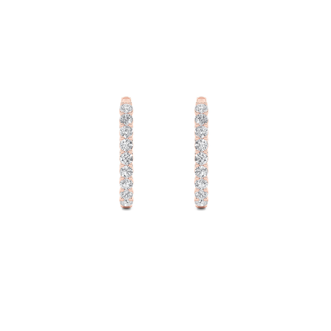 7Cttw Round Shaped Lab Grown Diamond (F/VS) Inside Out Hoop Earrings in 14K Gold