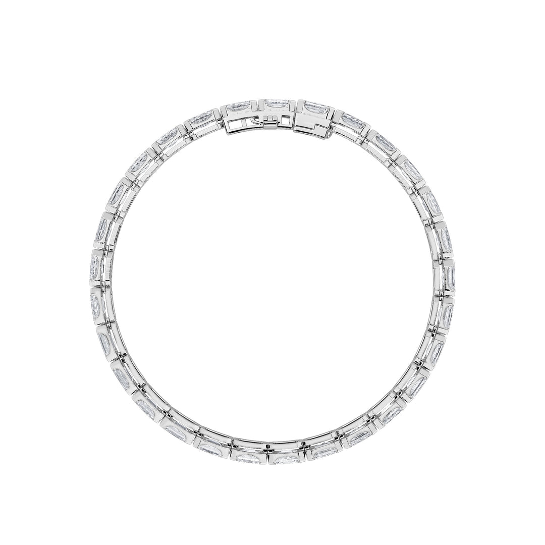10Cttw Emerald Shaped Lab Grown Diamond (F/VS) Tennis Bracelet in 14K Gold