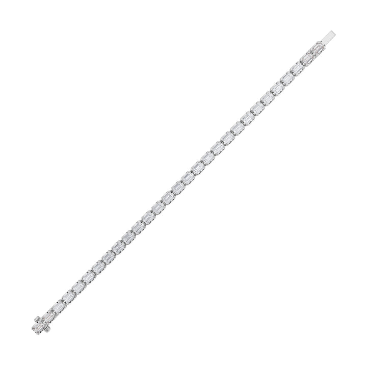 10Cttw Emerald Shaped Lab Grown Diamond (F/VS) Tennis Bracelet in 14K Gold