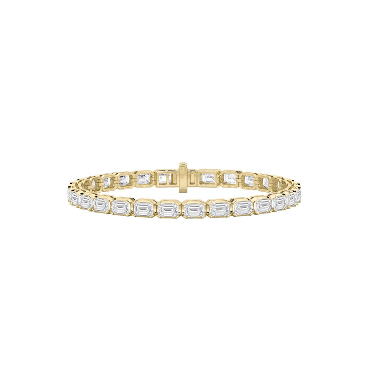 10Cttw Emerald Shaped Lab Grown Diamond (F/VS) Tennis Bracelet in 14K Gold