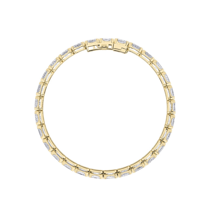 10Cttw Emerald Shaped Lab Grown Diamond (F/VS) Tennis Bracelet in 14K Gold