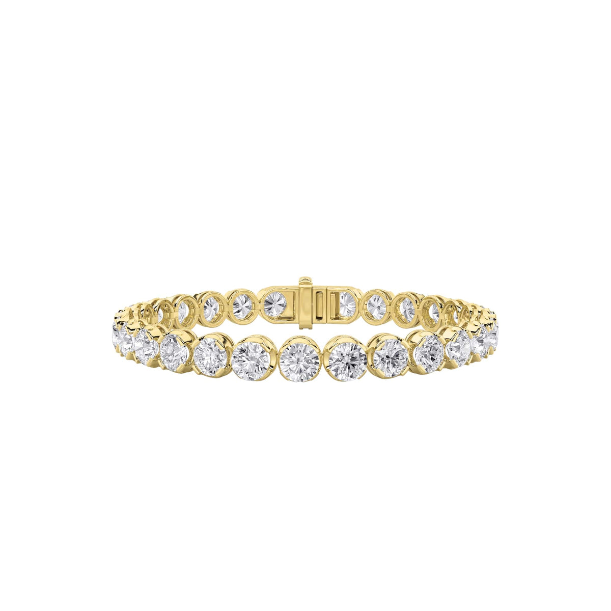 15Cttw Round Shaped Lab Grown Diamond (F/VS) Bracelet in 14K Gold