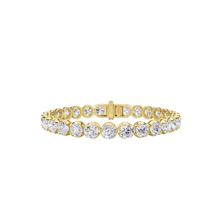 15Cttw Round Shaped Lab Grown Diamond (F/VS) Bracelet in 14K Gold
