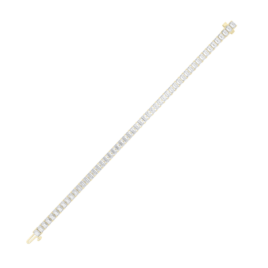 10Cttw Emerald Shaped Lab Grown Diamond (F/VS) East West Line Bracelet in 14K Gold