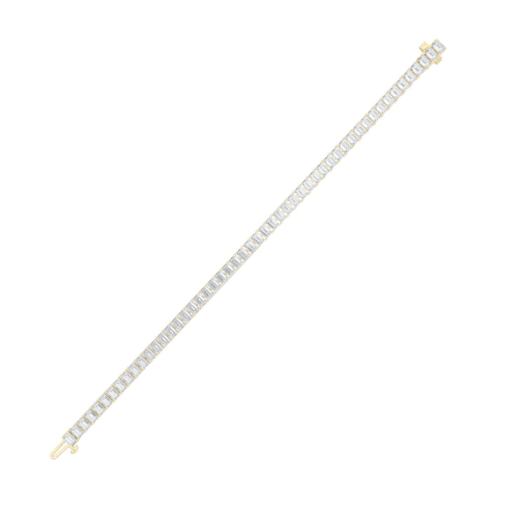 10Cttw Emerald Shaped Lab Grown Diamond (F/VS) East West Line Bracelet in 14K Gold