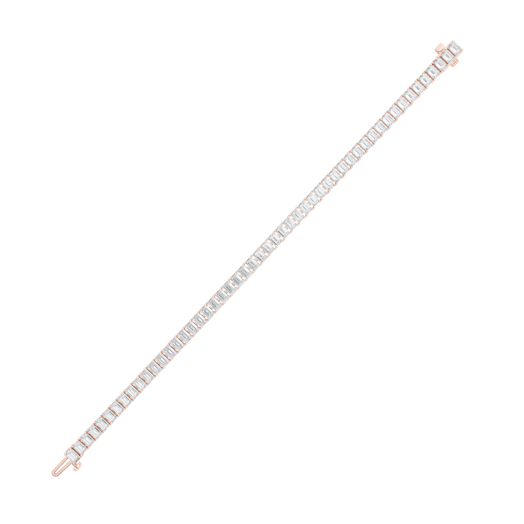 12.5Cttw Emerald Shaped Lab Grown Diamond (F/VS) East West Line Bracelet in 14K Gold