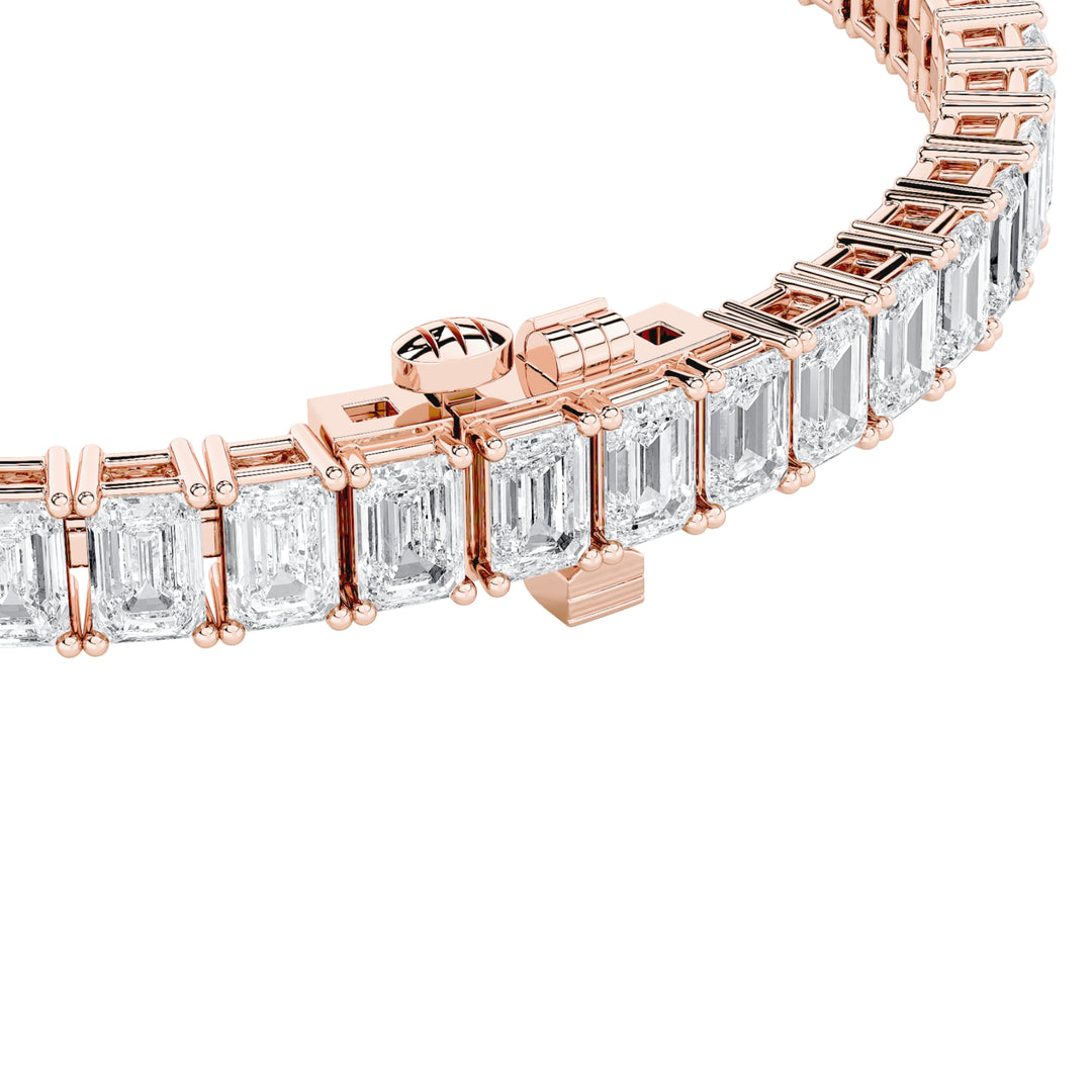 12.5Cttw Emerald Shaped Lab Grown Diamond (F/VS) East West Line Bracelet in 14K Gold