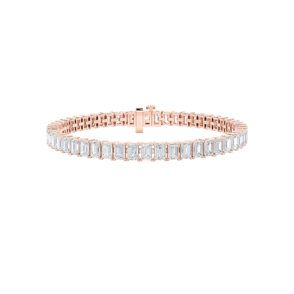 15Cttw Emerald Shaped Lab Grown Diamond (F/VS) East West Line Bracelet in 14K Gold