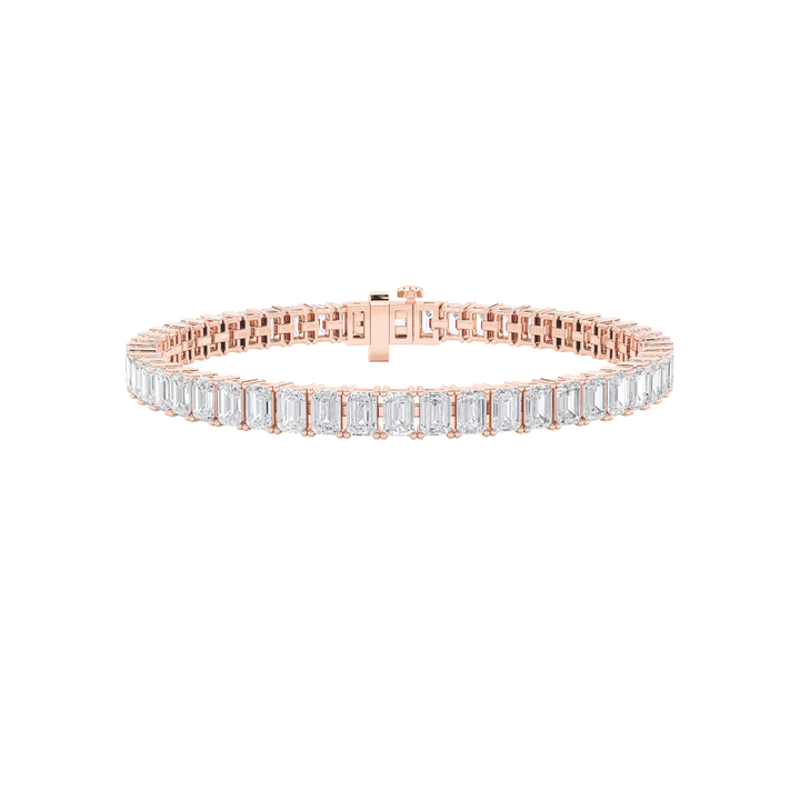 15Cttw Emerald Shaped Lab Grown Diamond (F/VS) East West Line Bracelet in 14K Gold