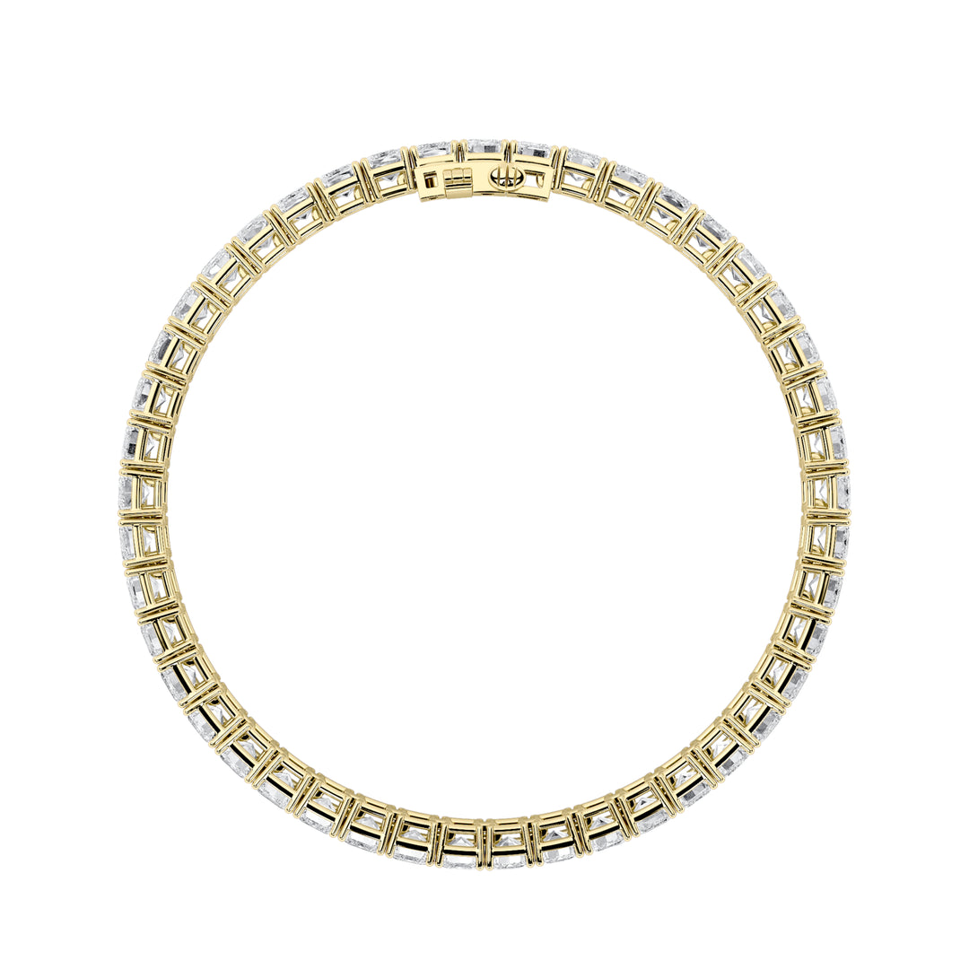 18.5Cttw Emerald Shaped Lab Grown Diamond (F/VS) East West Line Bracelet in 14K Gold