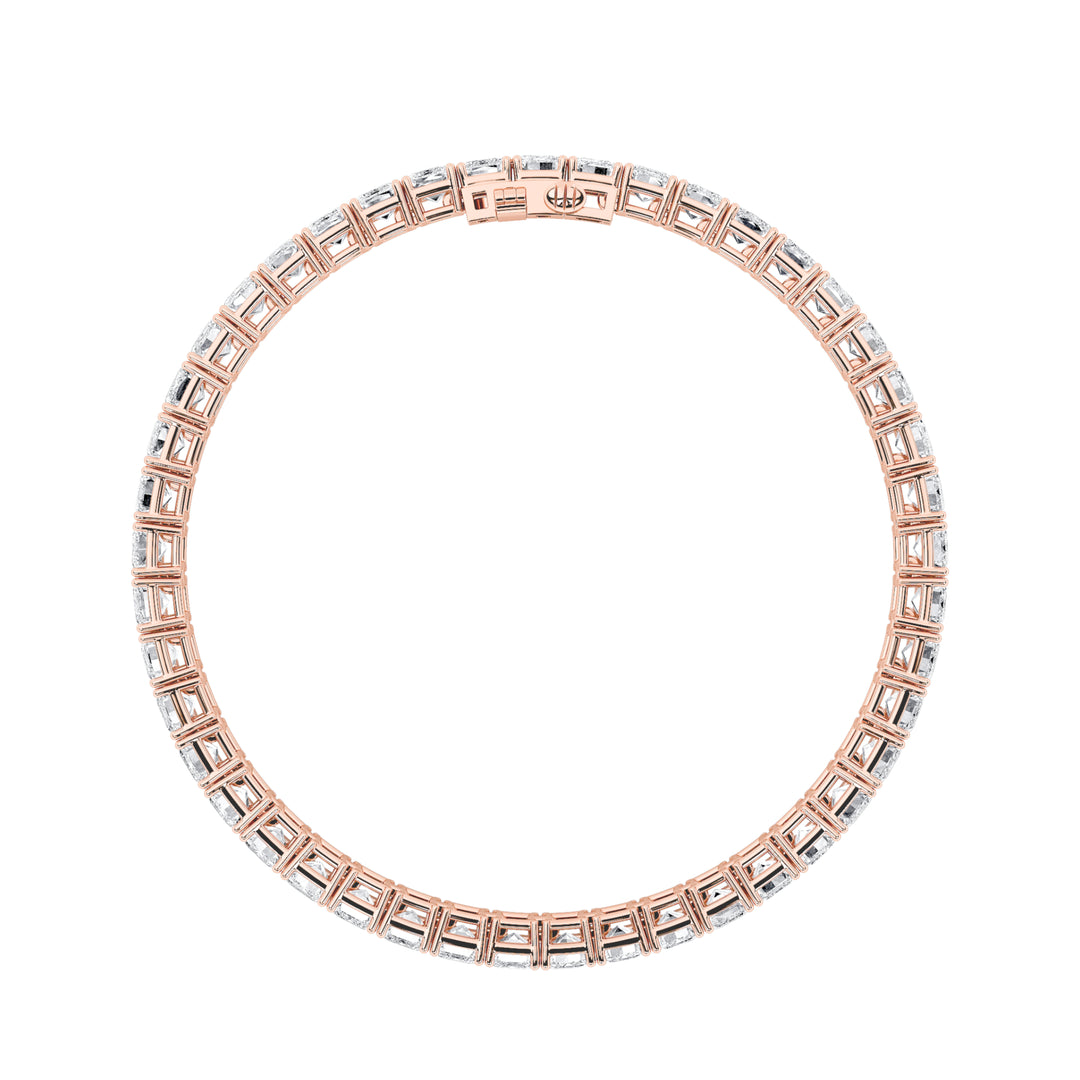 18.5Cttw Emerald Shaped Lab Grown Diamond (F/VS) East West Line Bracelet in 14K Gold