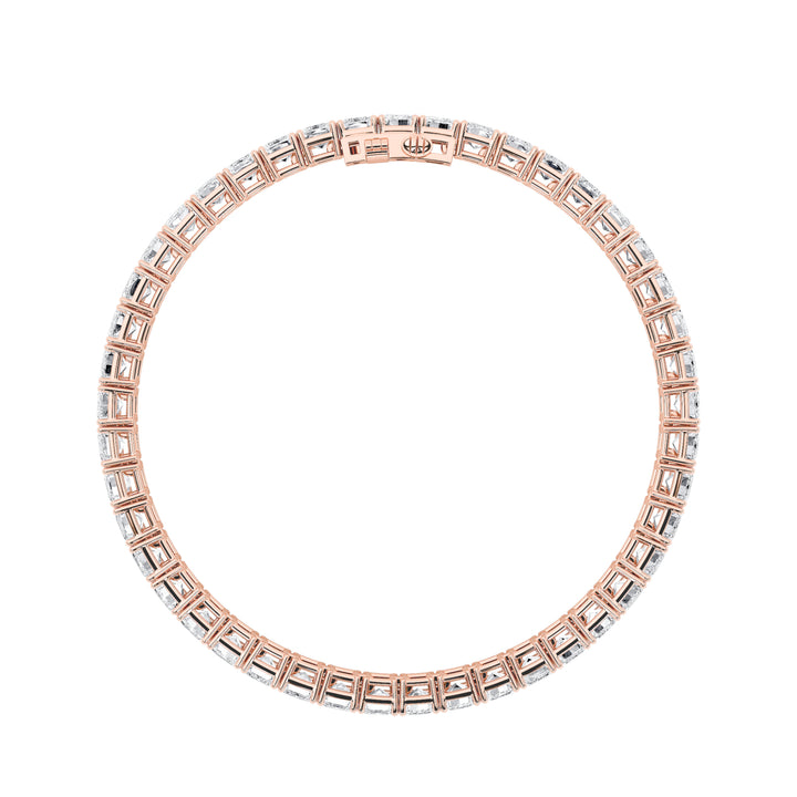 18.5Cttw Emerald Shaped Lab Grown Diamond (F/VS) East West Line Bracelet in 14K Gold
