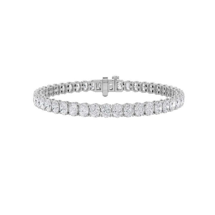 10Cttw Oval Shaped Lab Grown Diamond (G/VS) East West Line Bracelet in 14K Gold
