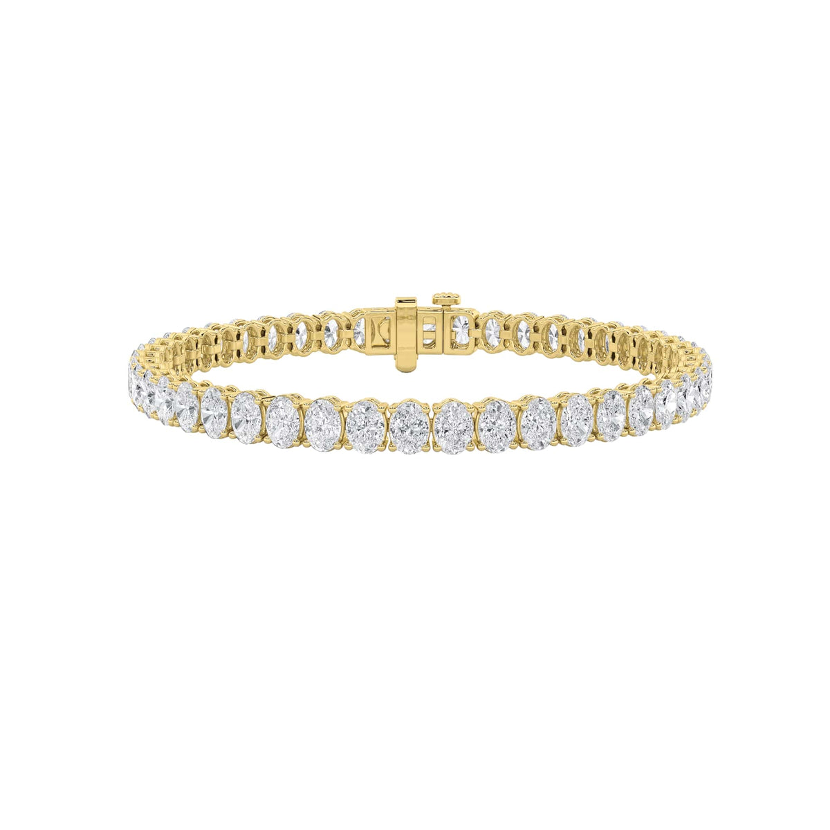10Cttw Oval Shaped Lab Grown Diamond (G/VS) East West Line Bracelet in 14K Gold