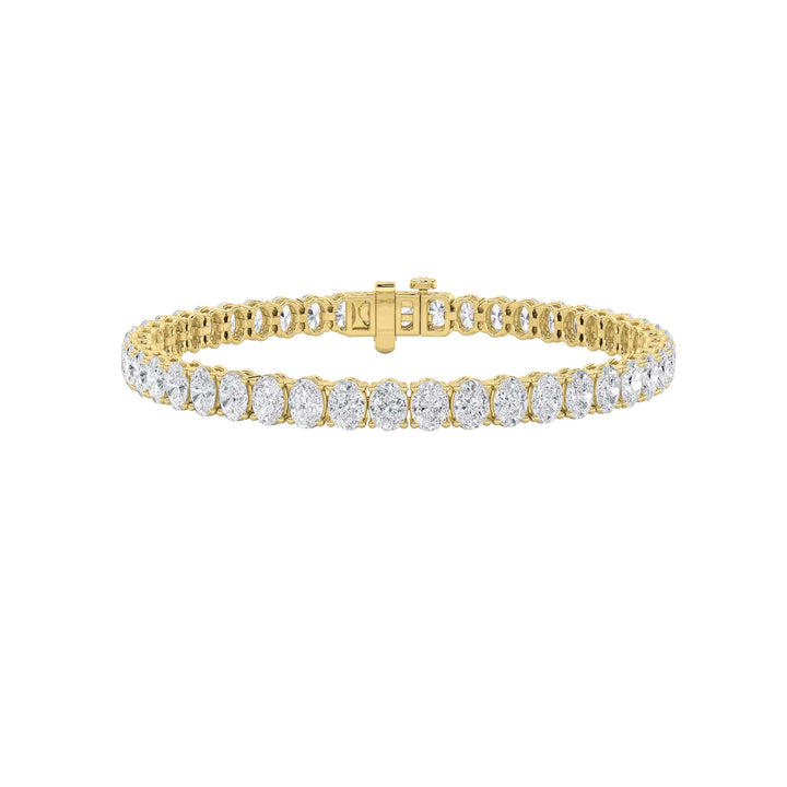 10Cttw Oval Shaped Lab Grown Diamond (G/VS) East West Line Bracelet in 14K Gold