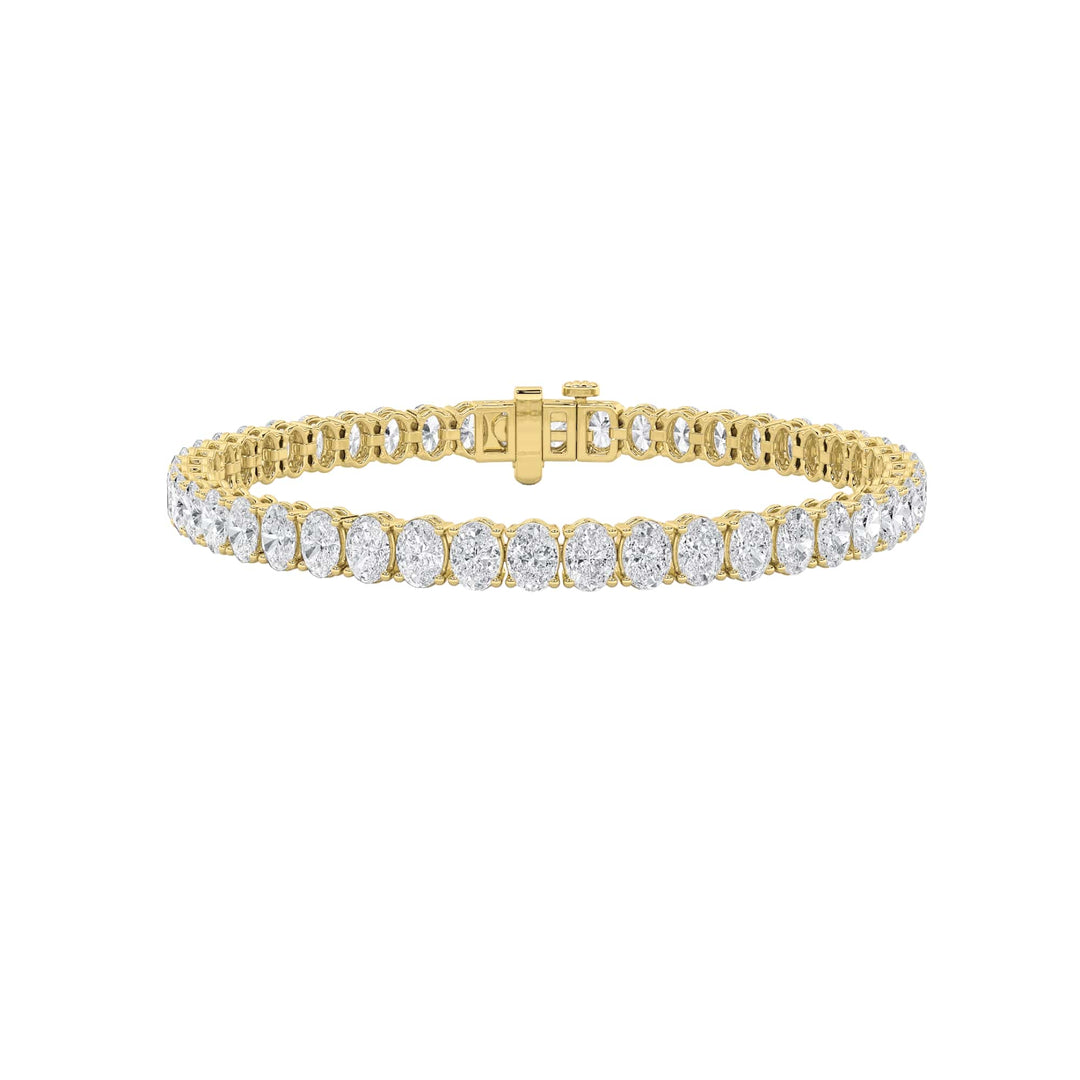 12.5Cttw Oval Shaped Lab Grown Diamond (F/VS) East West Line Bracelet in 14K Gold