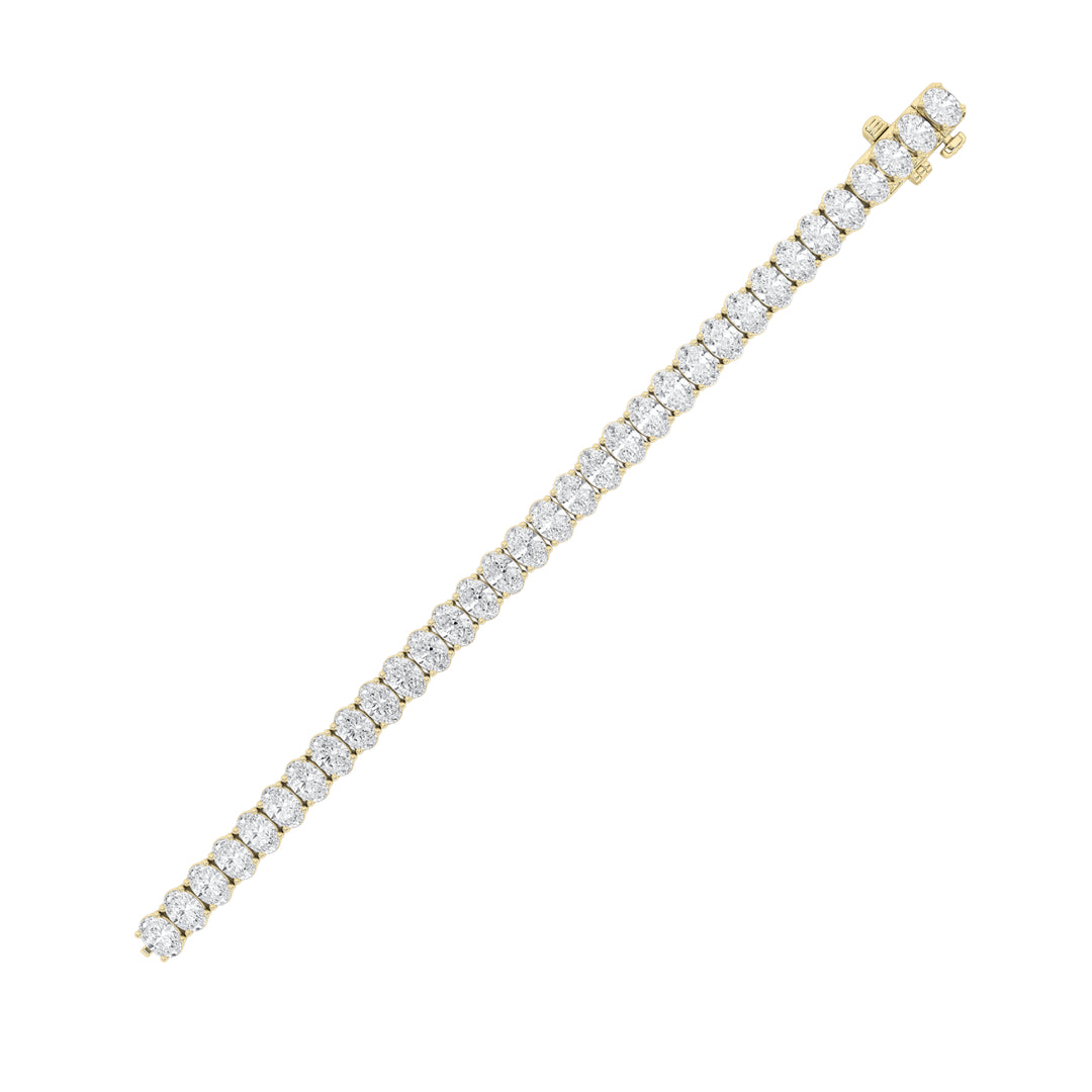 12.5Cttw Oval Shaped Lab Grown Diamond (F/VS) East West Line Bracelet in 14K Gold