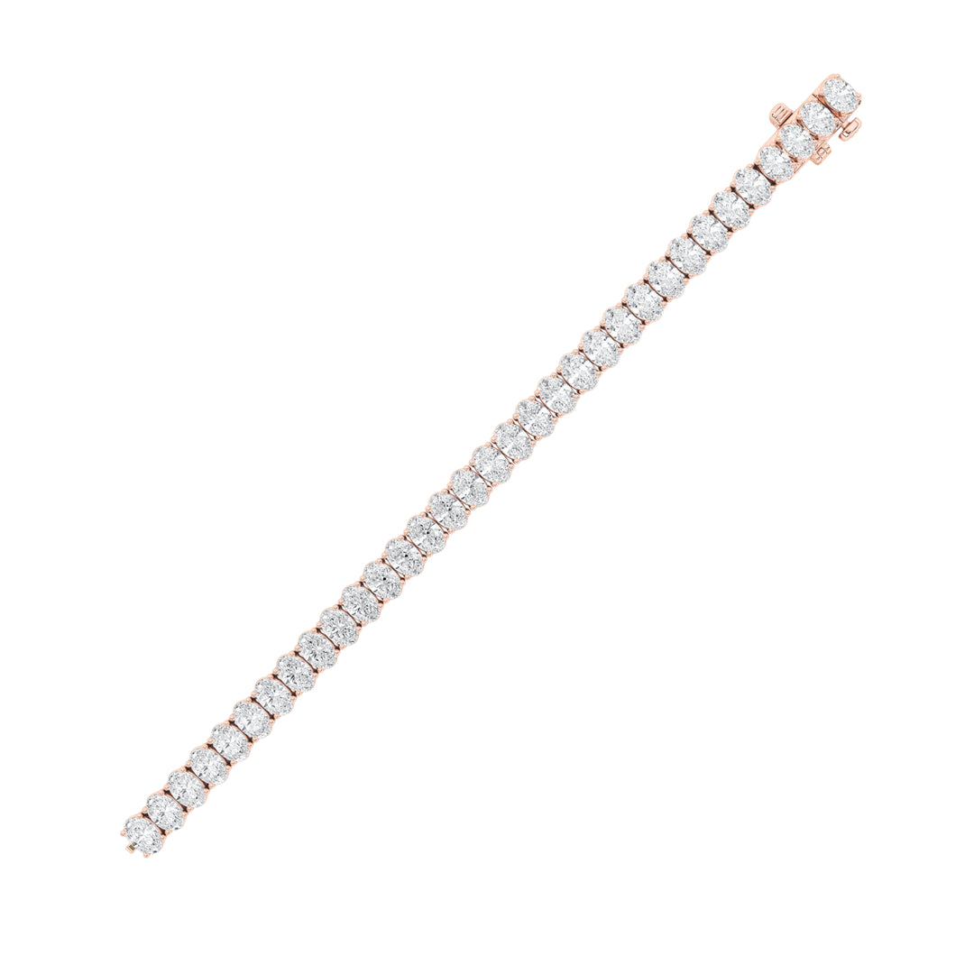 12.5Cttw Oval Shaped Lab Grown Diamond (F/VS) East West Line Bracelet in 14K Gold