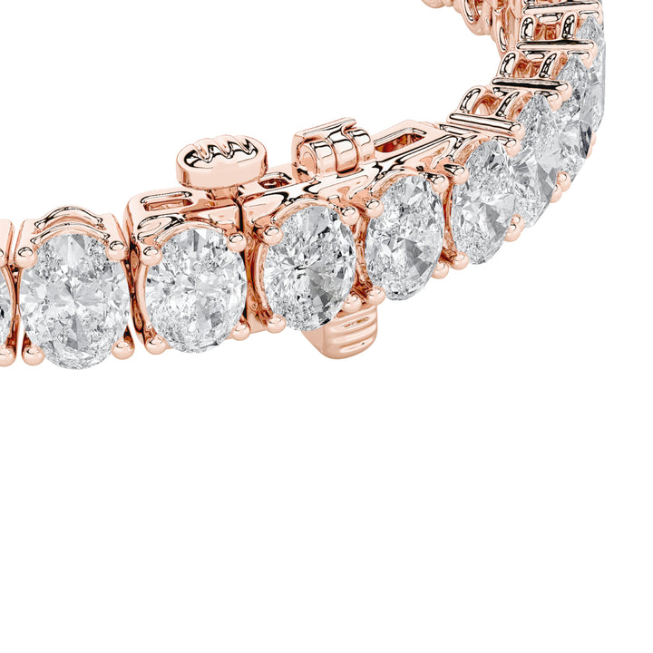16.5Cttw Oval Shaped Lab Grown Diamond (F/VS) East West Line Bracelet in 14K Gold