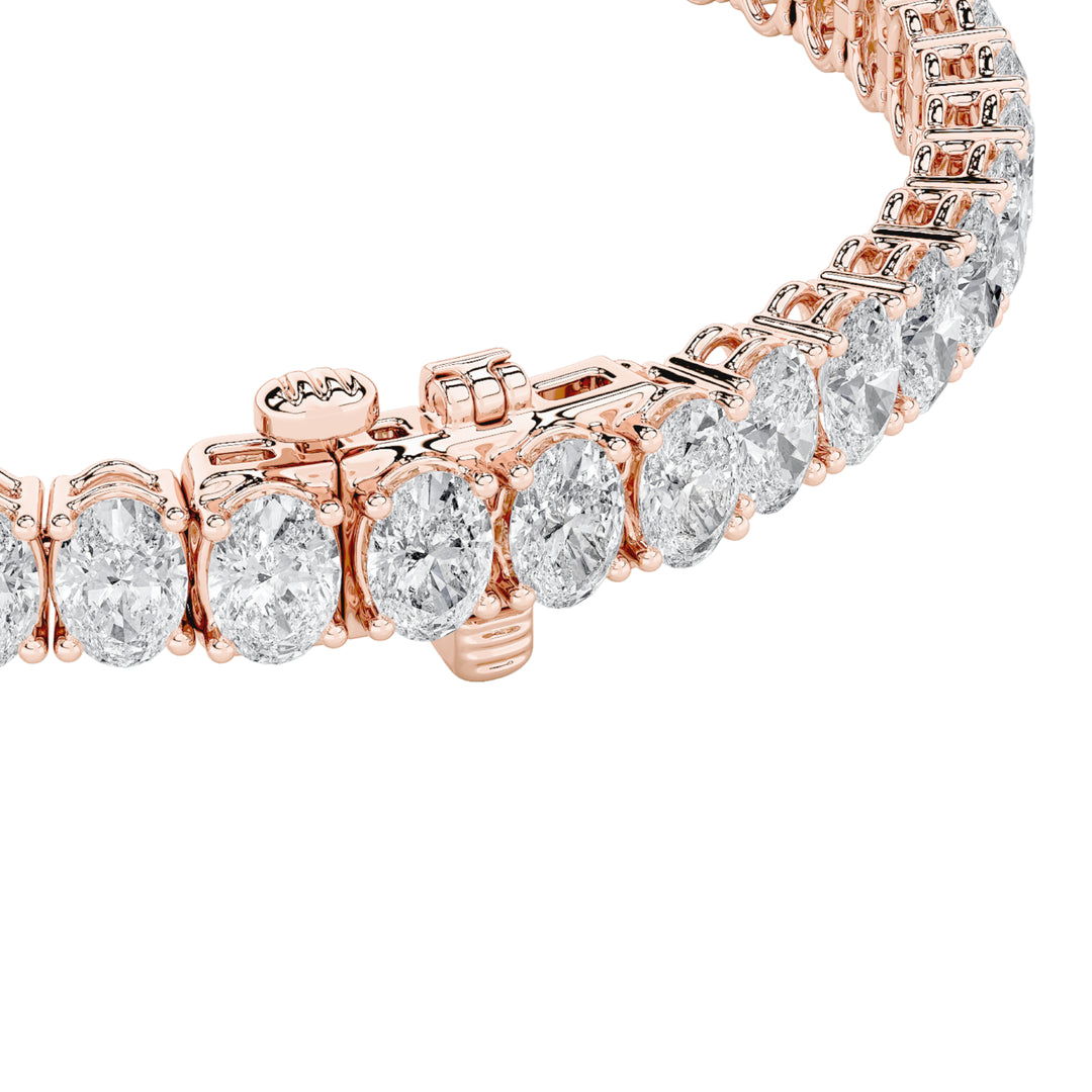 9Cttw Oval Shaped Lab Grown Diamond (G/VS) East West Line Bracelet in 14K Gold