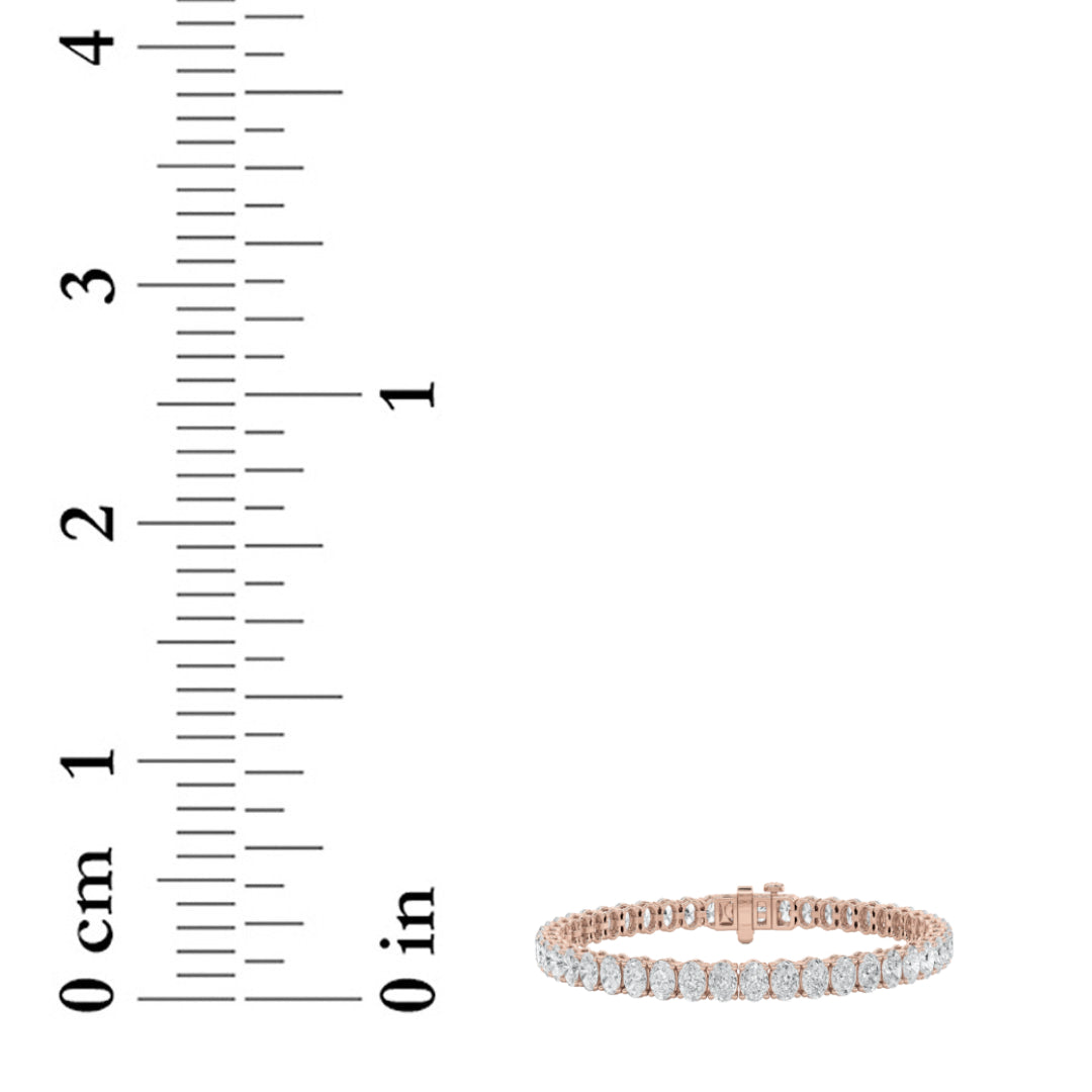 9Cttw Oval Shaped Lab Grown Diamond (G/VS) East West Line Bracelet in 14K Gold