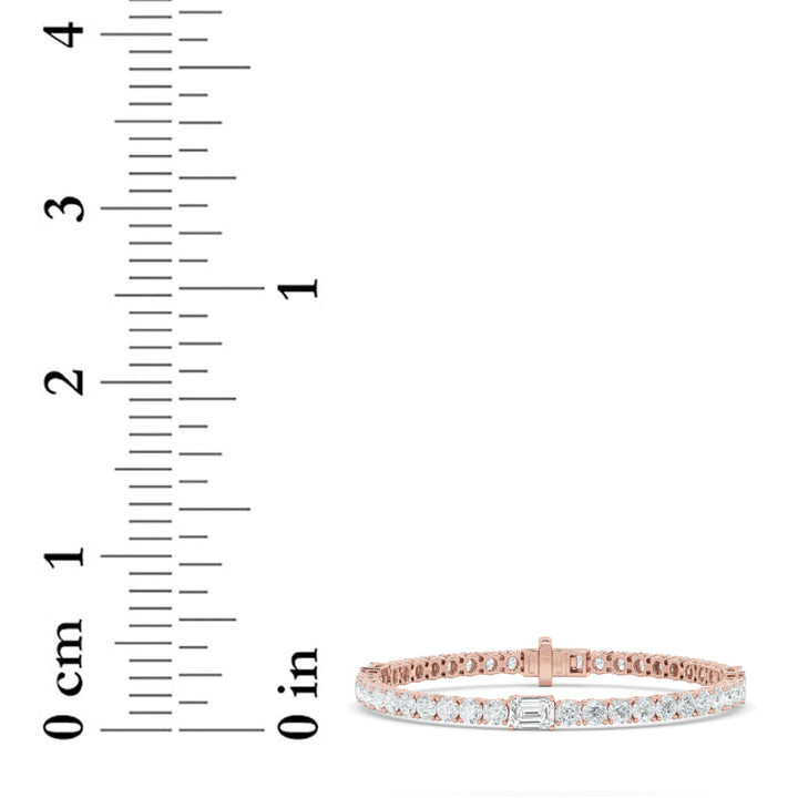 10Cttw Emerald Shaped Lab Grown Diamond (F/VS) East West Station Bracelet in 14K Gold