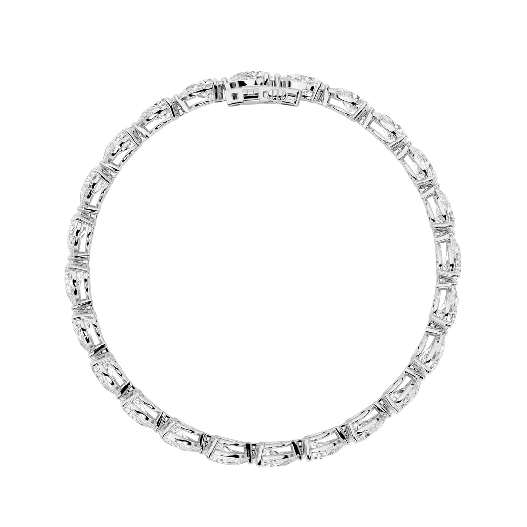 10Cttw Pear Shaped Lab Grown Diamond (F/VS) FancyLine Bracelet in 14K Gold