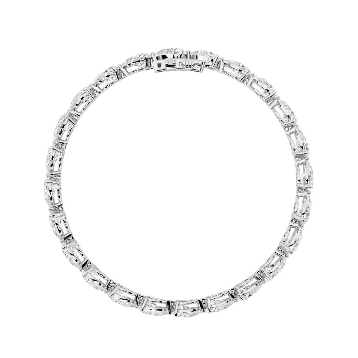 10Cttw Pear Shaped Lab Grown Diamond (F/VS) FancyLine Bracelet in 14K Gold