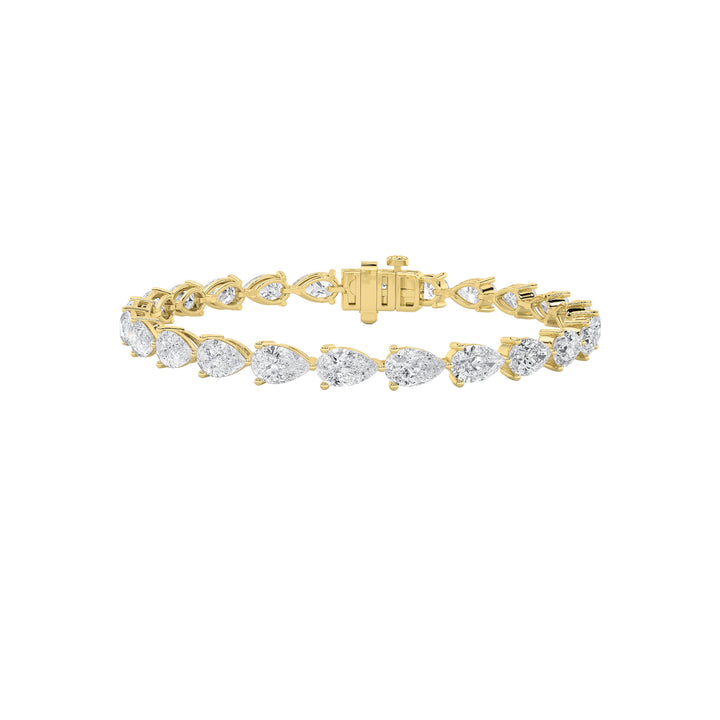10Cttw Pear Shaped Lab Grown Diamond (F/VS) FancyLine Bracelet in 14K Gold