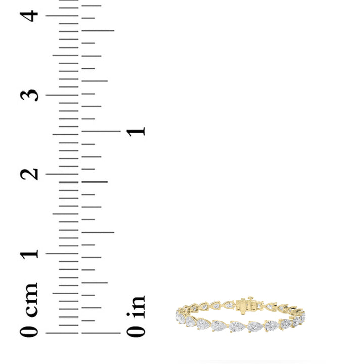 10Cttw Pear Shaped Lab Grown Diamond (F/VS) FancyLine Bracelet in 14K Gold