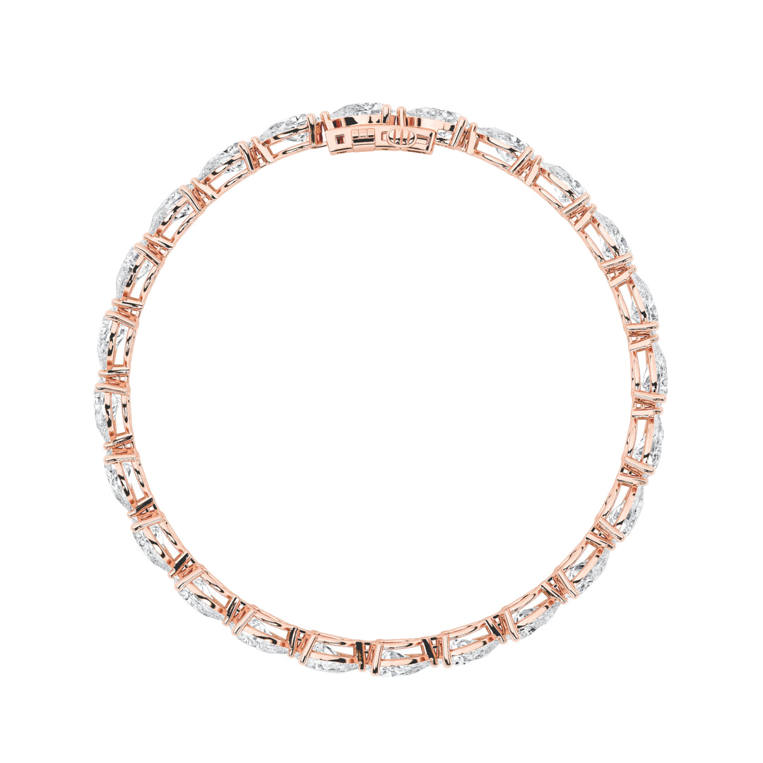 10Cttw Pear Shaped Lab Grown Diamond (F/VS) FancyLine Bracelet in 14K Gold