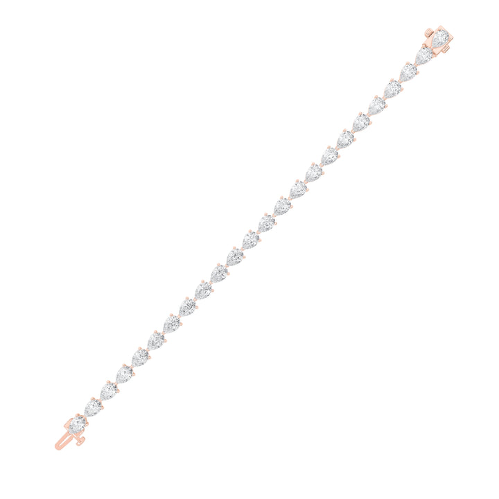 10Cttw Pear Shaped Lab Grown Diamond (F/VS) FancyLine Bracelet in 14K Gold