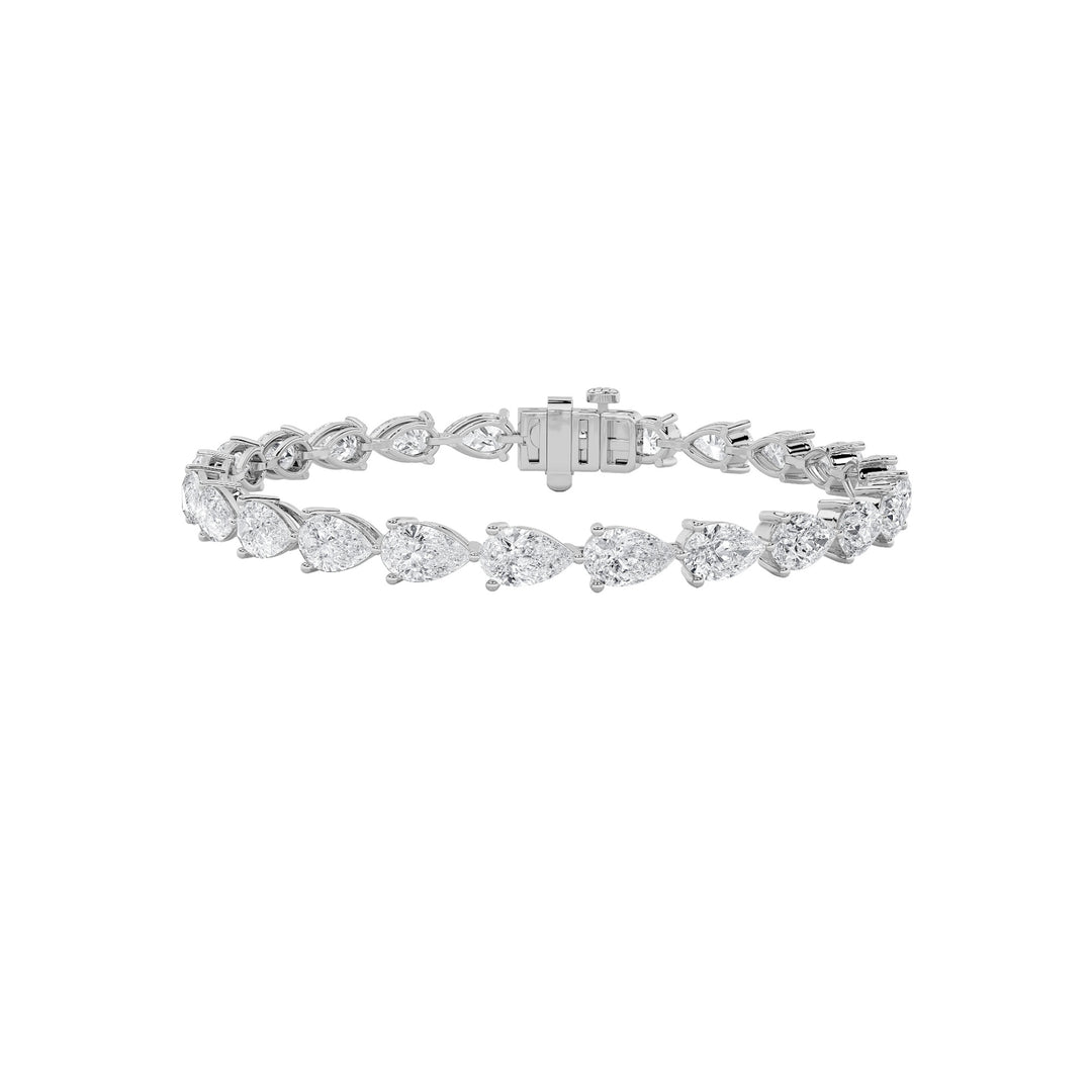 12Cttw Pear Shaped Lab Grown Diamond (F/VS) FancyLine Bracelet in 14K Gold