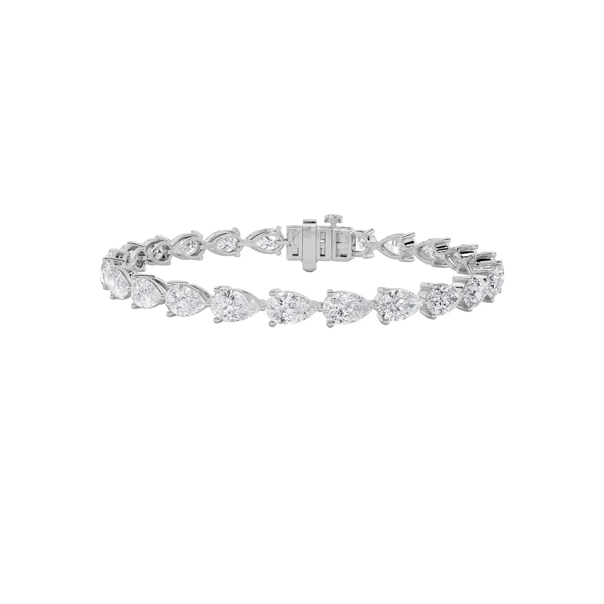 12Cttw Pear Shaped Lab Grown Diamond (F/VS) FancyLine Bracelet in 14K Gold