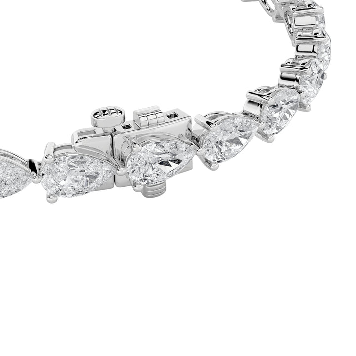 12Cttw Pear Shaped Lab Grown Diamond (F/VS) FancyLine Bracelet in 14K Gold