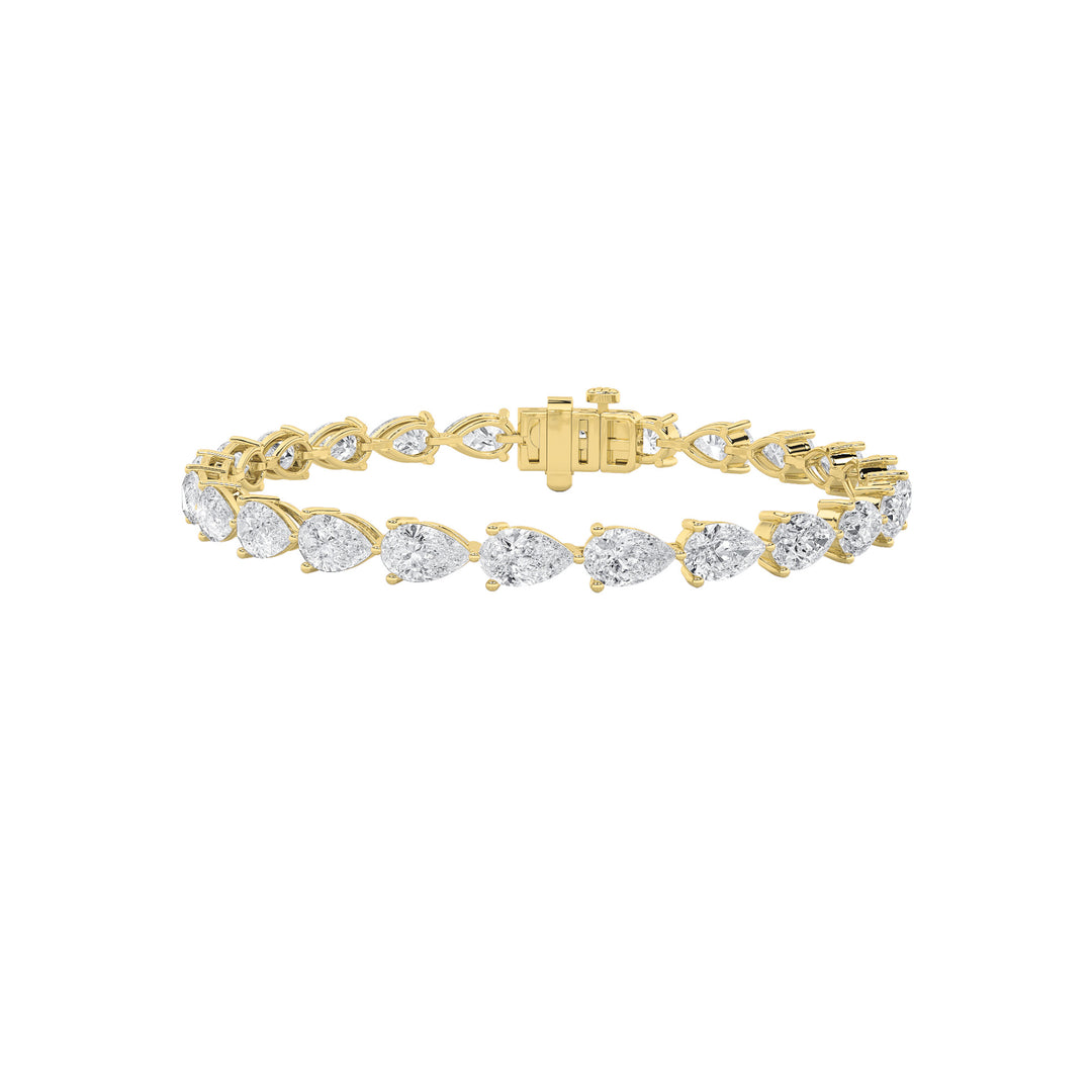 12Cttw Pear Shaped Lab Grown Diamond (F/VS) FancyLine Bracelet in 14K Gold