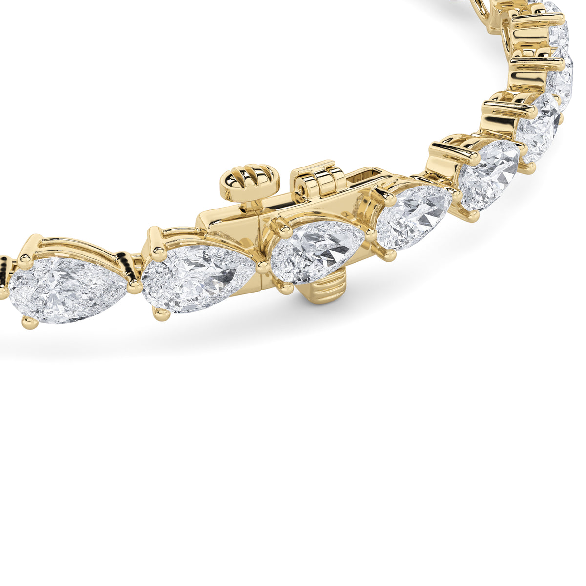 6Cttw Pear Shaped Lab Grown Diamond (F/VS) Fancy Line Bracelet in 14K Gold