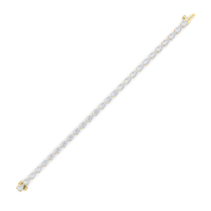 6Cttw Pear Shaped Lab Grown Diamond (F/VS) Fancy Line Bracelet in 14K Gold
