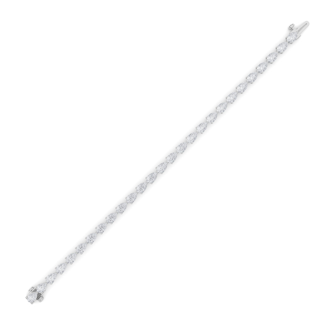 7Cttw Pear Shaped Lab Grown Diamond (F/VS) Fancy Line Bracelet in 14K Gold