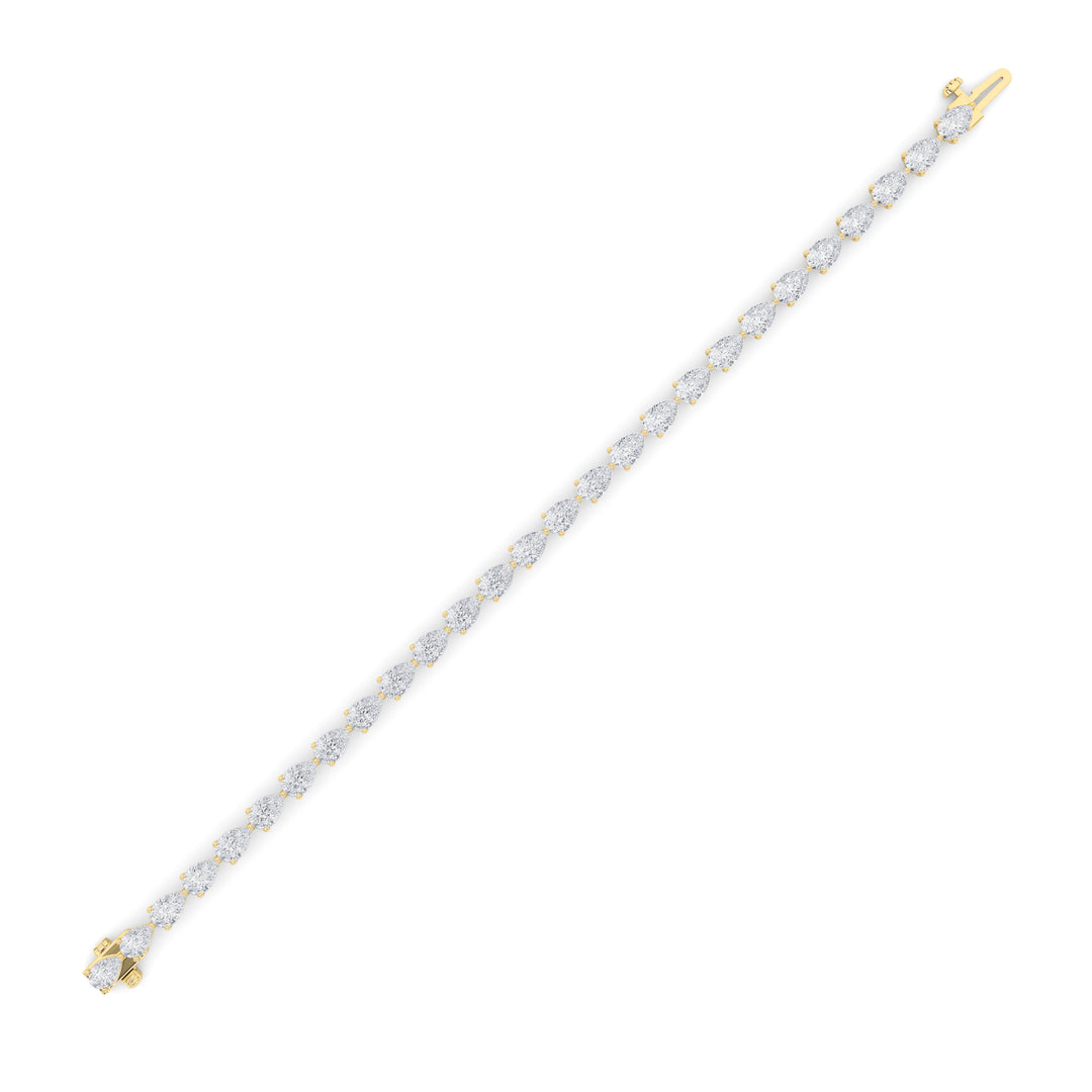 7Cttw Pear Shaped Lab Grown Diamond (F/VS) Fancy Line Bracelet in 14K Gold