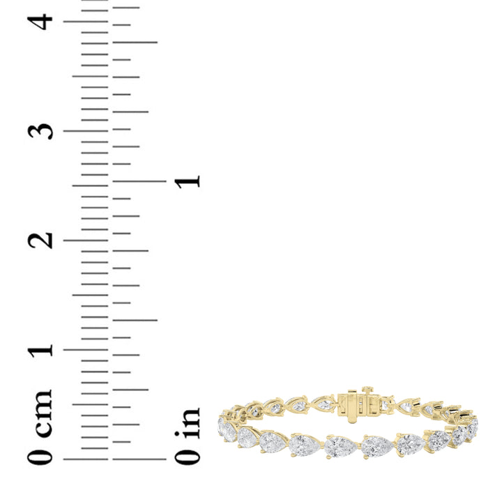 8.5Cttw Pear Shaped Lab Grown Diamond (F/VS) Fancy Line Bracelet in 14K Gold
