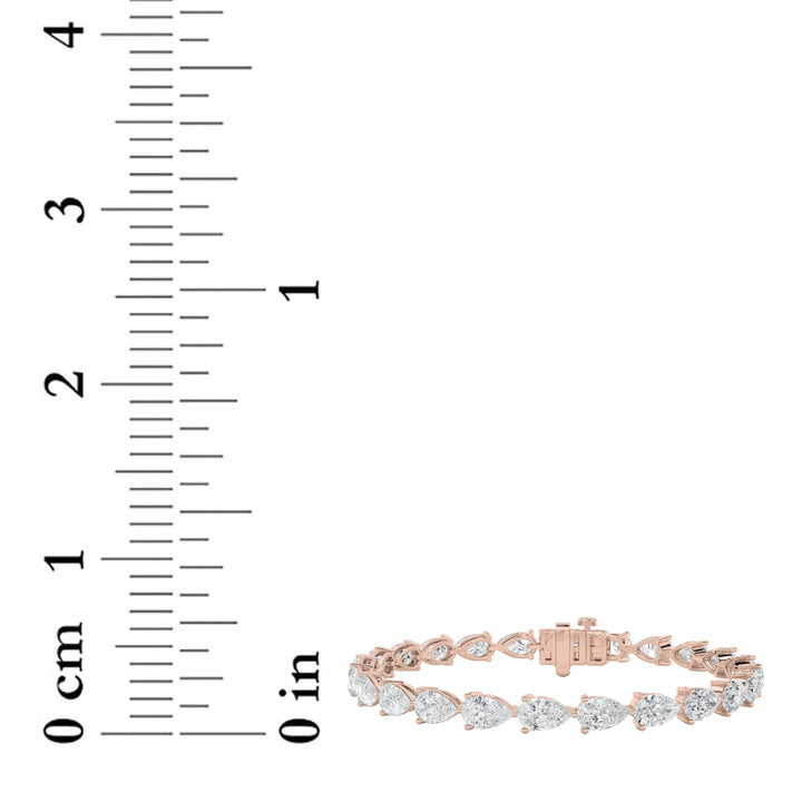 8.5Cttw Pear Shaped Lab Grown Diamond (F/VS) Fancy Line Bracelet in 14K Gold